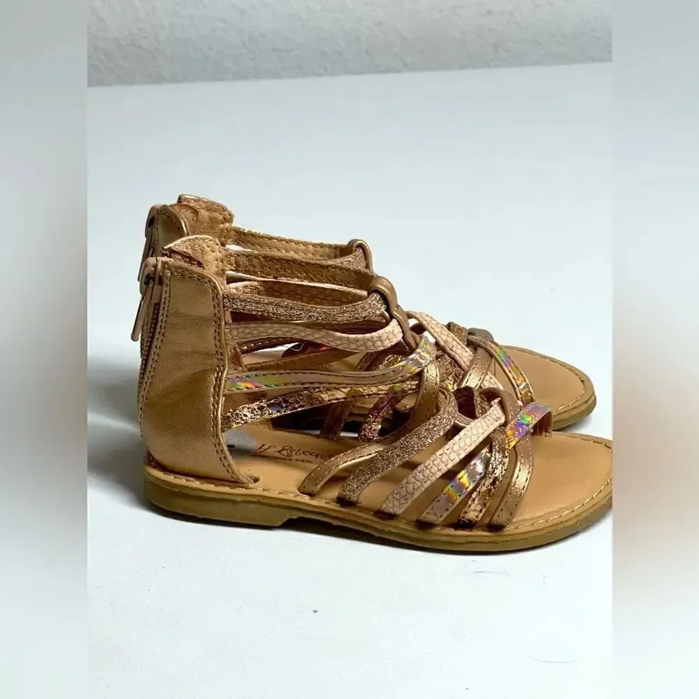 Self Esteem Girls Gladiator Sandals Glitter Strappy Open Toe Zip Closure Size 7